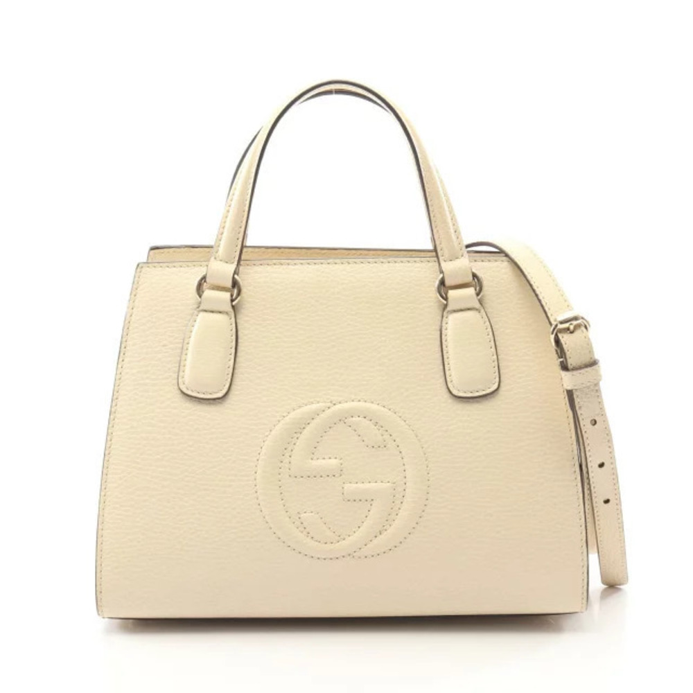 Gucci Soho Interlocking G Handbag Leather Ivory White